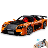 1: 8 Mazda RX-7 with Remote Control, Front and Rear Lights, All Printed Exterior Parts Without Stickers (3305 Pcs) - BAV BRICK